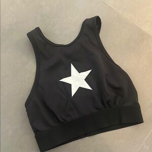 Noli Black Sports Bra with White Star
